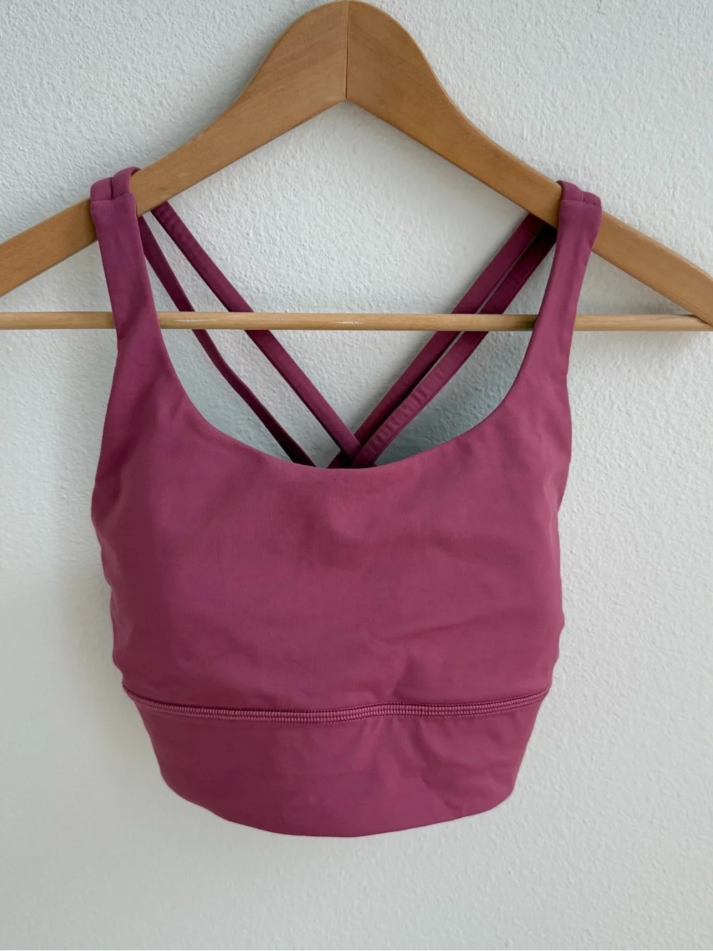Lululemon Energy Bra Longline Pink Mauve Size 6 Strappy Crossback Sports Bra